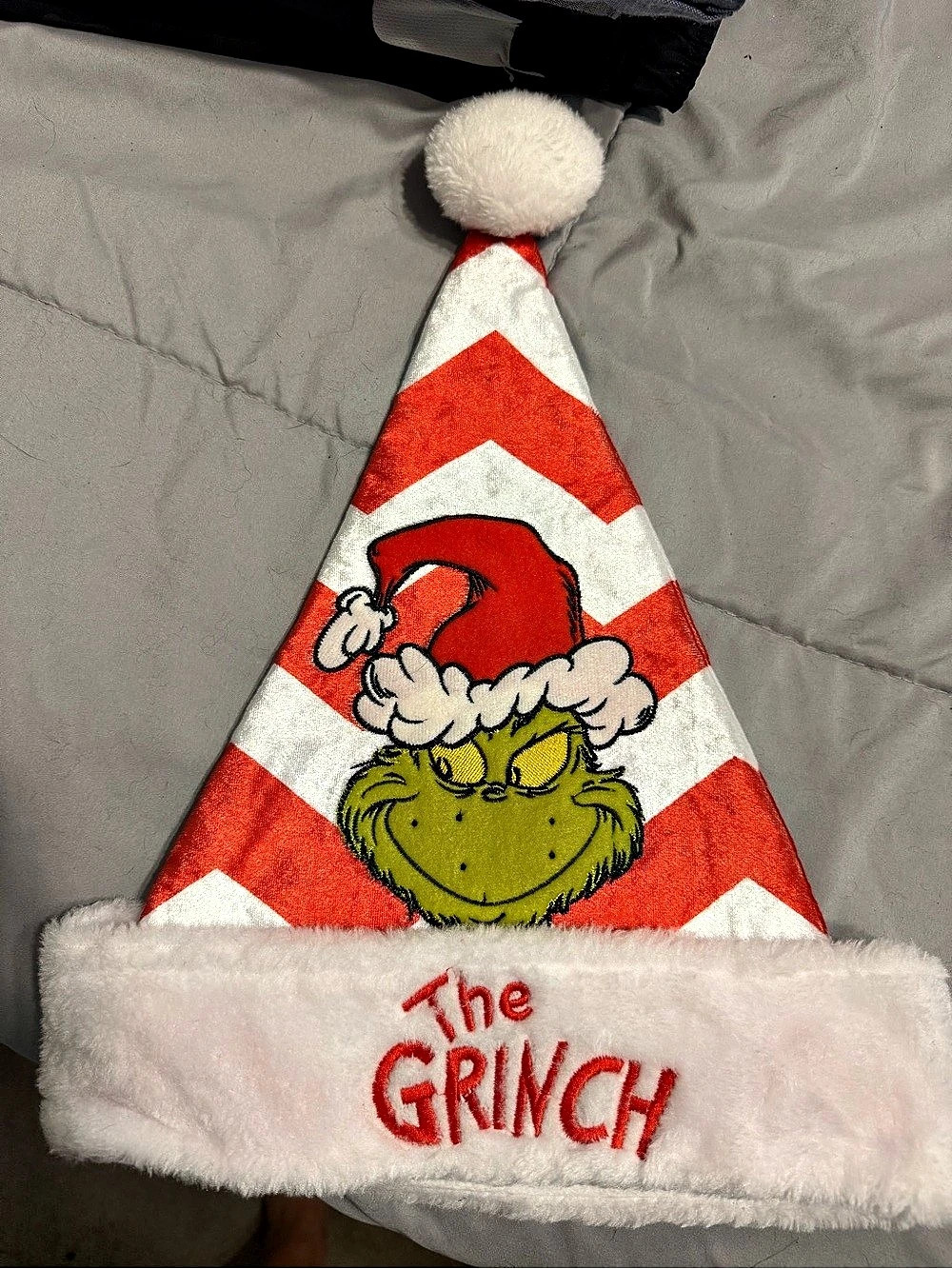 The Grinch Red Stripe Christmas Hat, Red & White